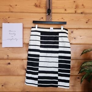 Ann Taylor NWT White Black Colorblock Woven Tweed Pencil Skirt Career Stretch 10
